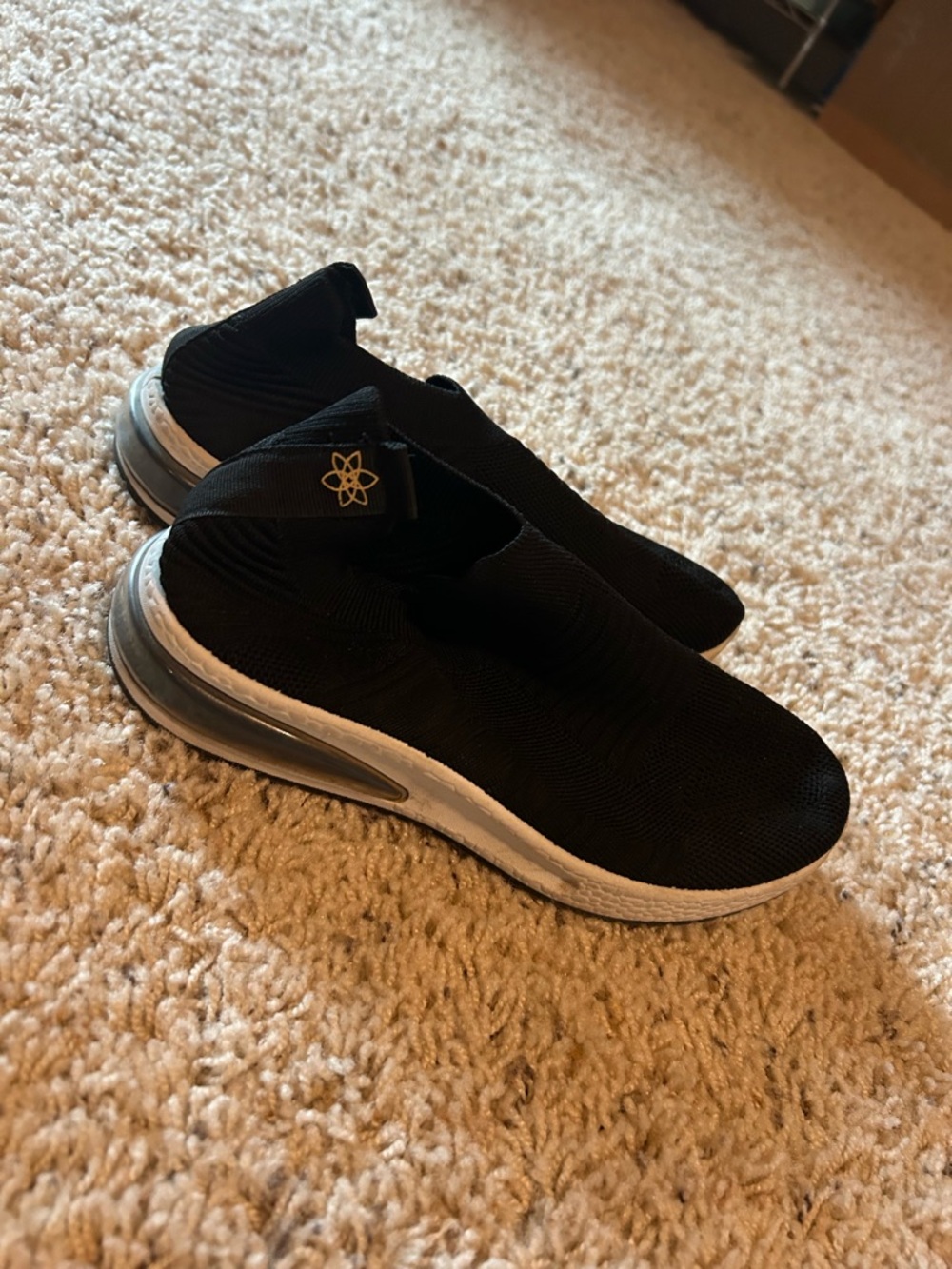 Black Slip-On Knit Sneakers with Air-Cushion Sole